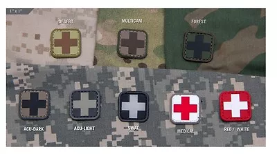 Milspec Monkey MSM Morale PVC Patch - MEDIC CROSS - 1  X 1  - Choose Color Below • $7.95