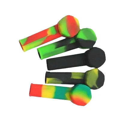 5x 3.4'' Mini Silicone Smoking Hand Pipe With Metal Bowl & Cap Lid Pocket PipeIe • $8.99