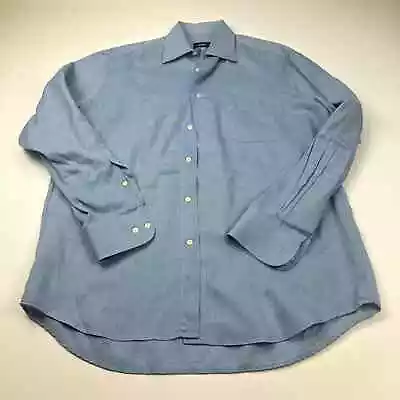 Hugo Boss 15.5 34/35 Blue Mens Button Front Long Sleeve Dress Shirt • $8.63