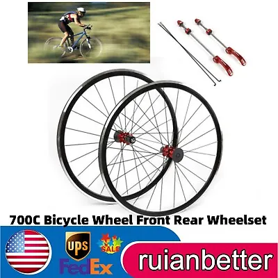 700C Bike Wheelset Front&Rear Wheel Aluminum Rim C/V Brake For 7/8/9/10/11 Speed • $117
