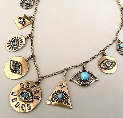 $28 • Buy Evil Eye Necklace Protection 13 Rhinestone Charm Pendants Talisman Jewelry