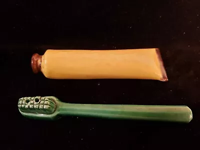 Vintage Tooth Brush And Tooth Paste Salt And Pepper Ceramic • $9.99