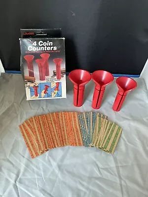 Vintage 1988 4 Coin Counters Red Funnel Tubes W Box Sun Hill Made In USA Rolls • $22.04