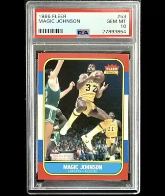 1986 Fleer Magic Johnson #53.  Flawless. PSA 10. New Case! “THE.MAGIC.CARD” • $4000