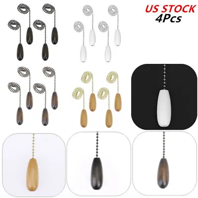 US 4Pcs Ceiling Fan Chain Pulls Wooden Pendant Pull Chain Extension Light Lamp • $7.43