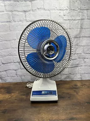 Vintage Galaxy 12  Oscillating Fan Blue 3 Speed Tested & Working Great  • $49.99