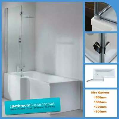 Right & Left Hand L Shaped Bath 1500 1600 1700 1800 Shower Bath & Shower Screen • £299