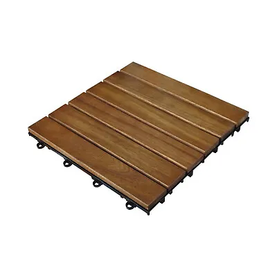 Easy Fit Wooden Click Deck Decking Tiles Hardwood Patio Outdoor Balcony Garden • £4.99