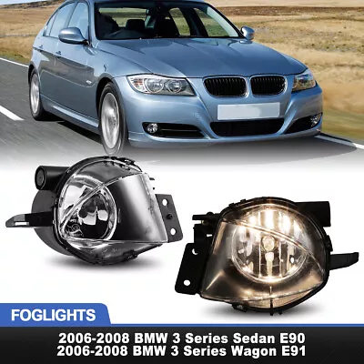 For 2006 2007 2008 BMW 3 Series Sedan E90 Wagon E91 Fog Lights Driving Clear Len • $33.99