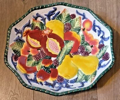  Vintage Fitz & Floyd Earthenware Majolica Fruit Platter Dish Bowl 9 X10  • $19.36