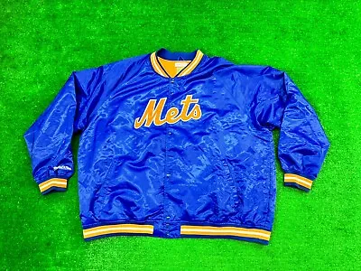 Mitchell & Ness MLB New York Mets Blue Lined Satin Jacket 6XLB 6XL • $85