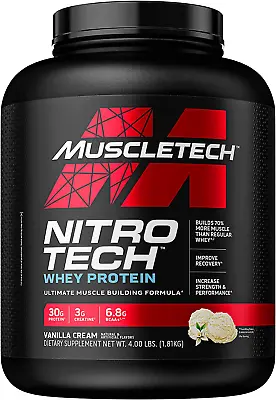 $68.43 • Buy Whey Protein Powder | MuscleTech Nitro-Tech Whey Protein Isolate  Vanilla, 4 LBS