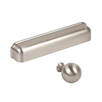 Brushed Nickel Cupboard Door / Drawer Cup Handle & Knob | Stainless Steel Pull • £3.40