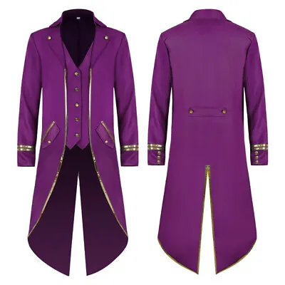 Mens Vintage Mid-length Dress Suit Swallow-tailed Coat Jacket Blazer Elegant New • $35.52
