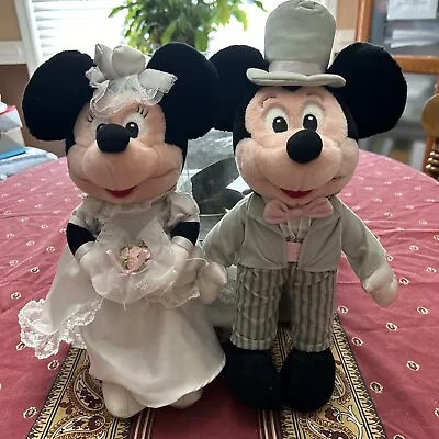 Mickey And Minnie Mouse Bride And Groom Plush Vintage 90s Excellent Condition • $14