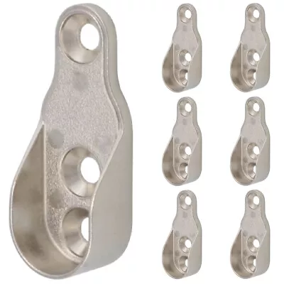 CHROME METAL WARDROBE SOCKETS Strong Replacement End Supports Rail Brackets Oval • £1.99