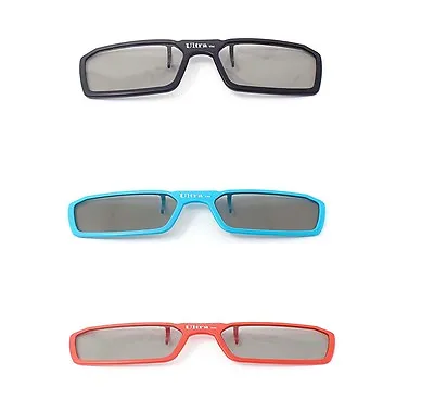 3 Pairs Of Clip On 3D Glasses Blue Black Red Polorised For LG Tvs Cinema • £12.99