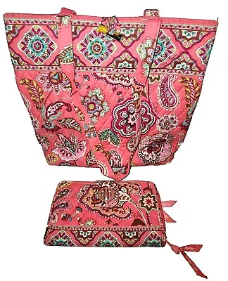 Vera Bradley Retired Call Me Coral Matching Tote And Wallet 2010 • $29.99