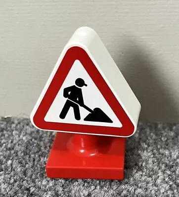 Lego Duplo Men At Work Construction Building Site Sign  • £2