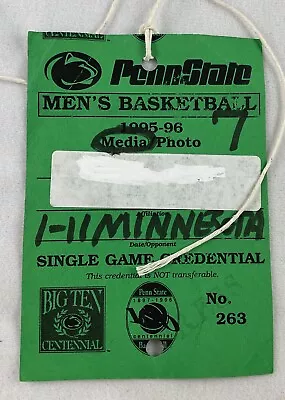 CBK 1996 01/11 Minnesota At Penn State Basketball Media  Credential • $3.95