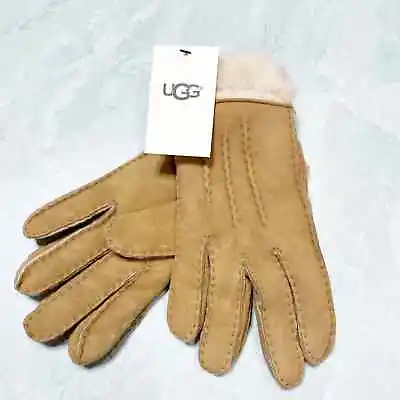 Ugg Chestnut Tan Exposed Sheepskin Dyed Fur Shearling Lined Winter Gloves Medium • £75.97