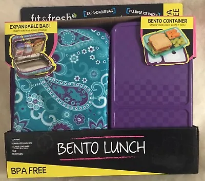 Bento Lunch Box Bag Set Safe Microwave Container W/ Multiple Ice Packs  BPA FREE • $7.99