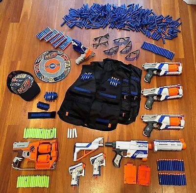 8 Nerf Guns With Attachments Accessories 100 Genuine + 350 Other Nerf Darts • $39