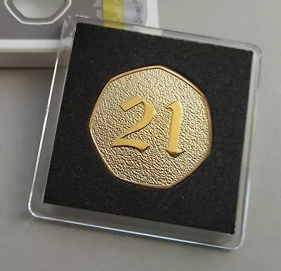 Happy 21st Birthday - Gold Plated Commemorative Coin / Gift / Present • £8.99