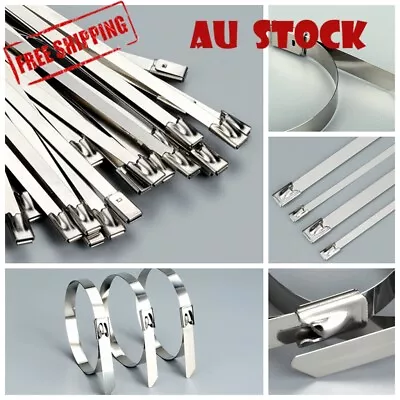 Stainless Steel Cable Ties SS304 Metal Self Locking Zip Tie Strap Wrap 150-800mm • $6.35