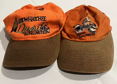 Lot Of 2 Quail Unlimited Vintage Orange Hunting Hat Cap Arrowhatchee • $17.95