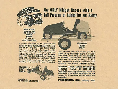 Vintage And Rare 1959 Pressweld Track Rabbit Quarter 1/4 Midget Ad • $16.99