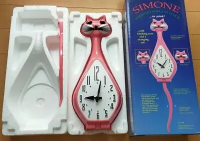 Simone Wall Clock Pink Cat 60s Reprint Version Rare Vintage Good Japan W/ Box • $393.56