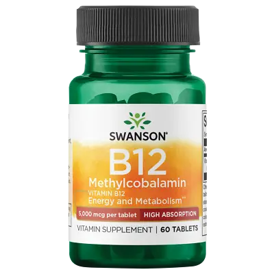 Swanson Vitamin B-12 Methylcobalamin - High Absorption 5000 Mcg 60 Tablets • $12.92