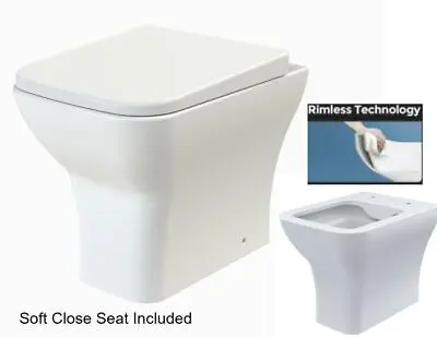 £99.95 • Buy Back To Wall Toilet Pan Cloakroom Soft Close Seat Bathroom WC Modern BTW Rimless