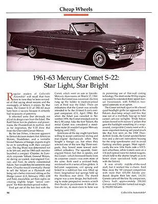 1961-1963 Mercury Comet S-22 ~ Great 4-page Article / Ad • $11.95