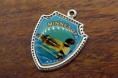 Vintage Silver MINNESOTA STATE LOON DUCK MALLARD TRAVEL SHIELD Charm 29-25 • $16.95