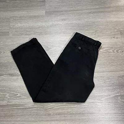 Ermonegildo Zegna Pants Men 34X31 Pleated Cuff Black Lyocell Modern Fit Trouser • $22.49