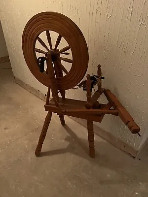 £250 • Buy Large Traditional Spinning Wheel Loom AshFord? Display Cotton Wool Etc