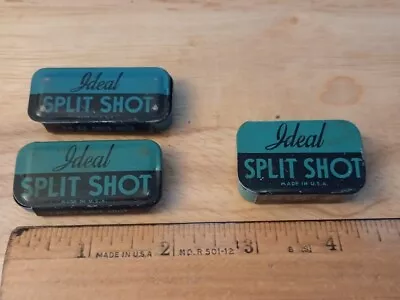  3 Vintage Metal Ideal Split Shot Tins   • $9.99