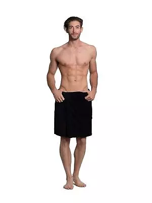 Turkuoise Men's 100% Cotton Terry Velour Bath Towel Wrap Made In Turkey (Black) • $41.66