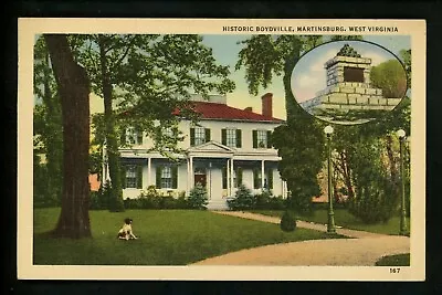 West Virginia WV Postcard Martinsburg Historic Boydville Linen • $4.49