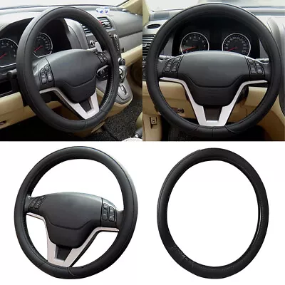 1x Car Steering Wheel Cover PU Leather Auto Car Steering Wheel Cover Black Cover • $19.45