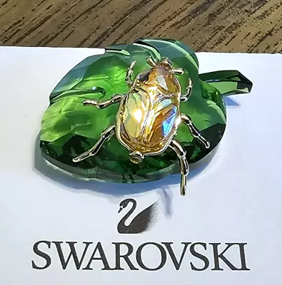 🪲 Swarovski Crystal 2024 SCS Exclusive Mini Shimmer Beetle On Leaf Figurine NIB • $112.49