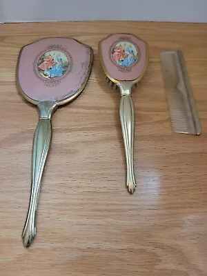 Vintage Vanity Set   Mirror Brush And Comb Hand Held - Victorian  • $35