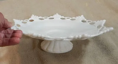 Vintage Westmoreland White Milk Glass Ring & Petal Footed Stand Bowl 10 3/4  • $20