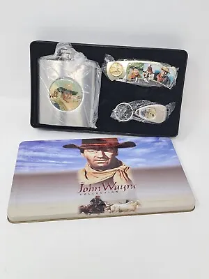 John Wayne Flask Knife And Key Chain All In Decorative Tin Box • $45