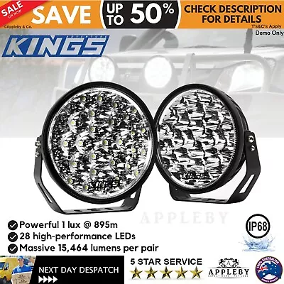 Kings Xtreme 9  LED Driving Lights Offroad Spot Flood Pair Lamp Lux Lumens • $179.40