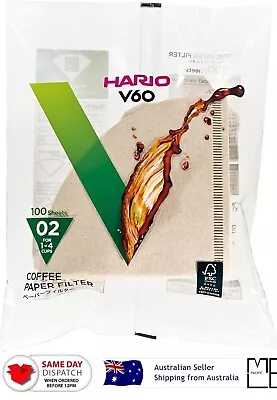 Japan Hario V60 Unbleached Coffee Paper Filter 02 M 100 Sheets 1-4 Cups • $19.99