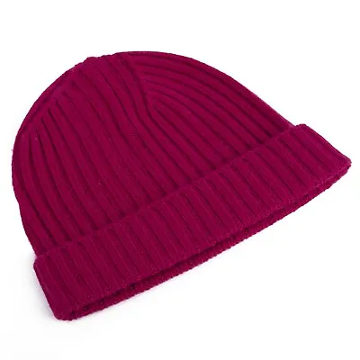 Merino Wool & Cashmere Beanie Hat Knit Hat Classic Beanie Soft Warm Hat PLUM • $29.97