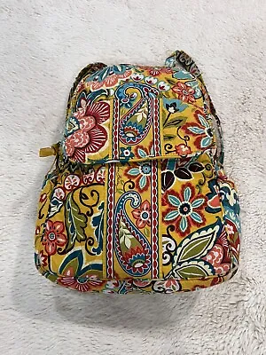 Vera Bradley Womens Provencal Retired Floral Print Double Zip Backpack Yellow Sz • $18.99